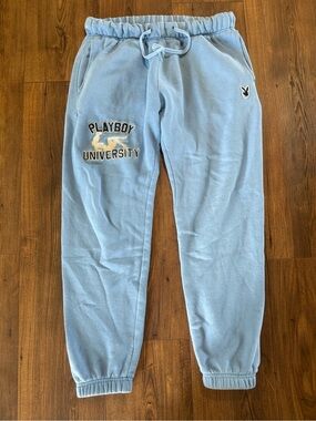 PLAYBOY PacSun Light Blue University Logo Sweatpants Size Small
